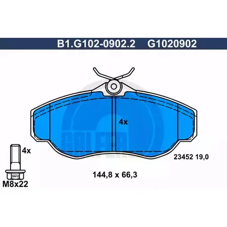 Тормозные колодки дисковые, комплект GALFER 3286057 2 3452 G1020902 B1.G102-0902.2
