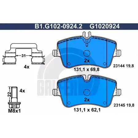 Тормозные колодки дисковые, комплект GALFER 3286067 23145 B1.G102-0924.2 231 44