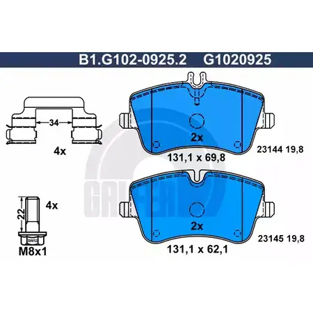 Тормозные колодки дисковые, комплект GALFER 23145 3286068 B1.G102-0925.2 2 3144 изображение 0