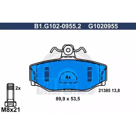Тормозные колодки дисковые, комплект GALFER B1.G102-0955.2 3286085 G1020955 2 1385 изображение 0