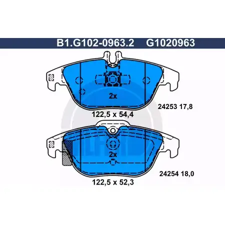 Тормозные колодки дисковые, комплект GALFER 3286087 B1.G102-0963.2 2 4253 24254