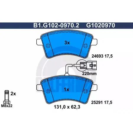 Тормозные колодки дисковые, комплект GALFER 25291 246 93 3286089 B1.G102-0970.2