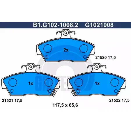 Тормозные колодки дисковые, комплект GALFER 3286108 21 520 21521 B1.G102-1008.2 изображение 0