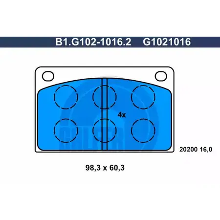 Тормозные колодки дисковые, комплект GALFER 2020 0 G1021016 3286111 B1.G102-1016.2 изображение 0