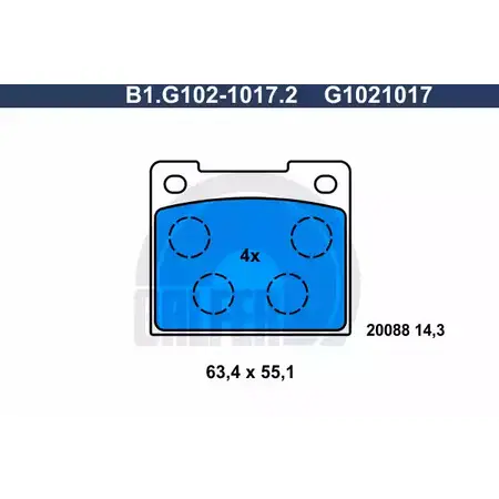 Тормозные колодки дисковые, комплект GALFER 3286112 2 0088 B1.G102-1017.2 G1021017 изображение 0