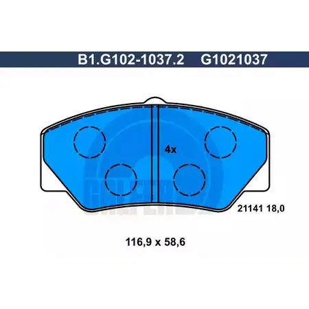 Тормозные колодки дисковые, комплект GALFER 211 41 B1.G102-1037.2 3286115 G1021037 изображение 0