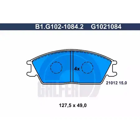 Тормозные колодки дисковые, комплект GALFER G1021084 210 12 3286122 B1.G102-1084.2 изображение 0