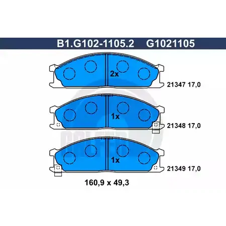 Тормозные колодки дисковые, комплект GALFER B1.G102-1105.2 3286134 213 47 21348 изображение 0