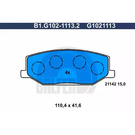 Тормозные колодки дисковые, комплект GALFER B1.G102-1113.2 3286137 211 42 G1021113 изображение 0
