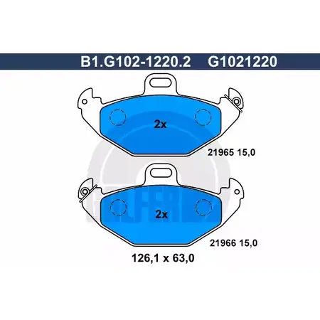 Тормозные колодки дисковые, комплект GALFER 21966 3286160 21 965 B1.G102-1220.2 изображение 0