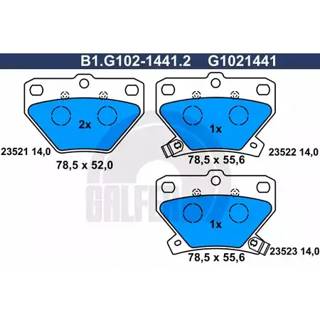 Тормозные колодки дисковые, комплект GALFER 3286207 B1.G102-1441.2 235 21 23522 изображение 0