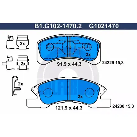 Тормозные колодки дисковые, комплект GALFER 3286219 24230 2422 9 B1.G102-1470.2 изображение 0