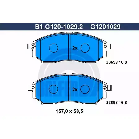 Тормозные колодки дисковые, комплект GALFER B1.G120-1029.2 3286254 23699 23 698 изображение 0