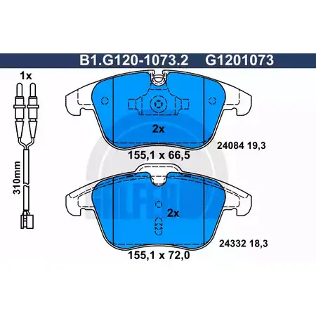 Тормозные колодки дисковые, комплект GALFER B1.G120-1073.2 3286278 240 84 24332 изображение 0