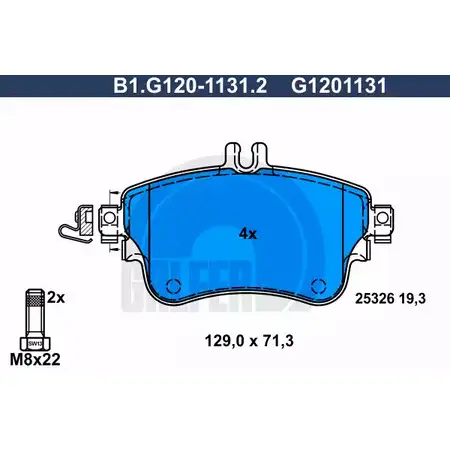 Тормозные колодки дисковые, комплект GALFER 253 26 G1201131 3286298 B1.G120-1131.2