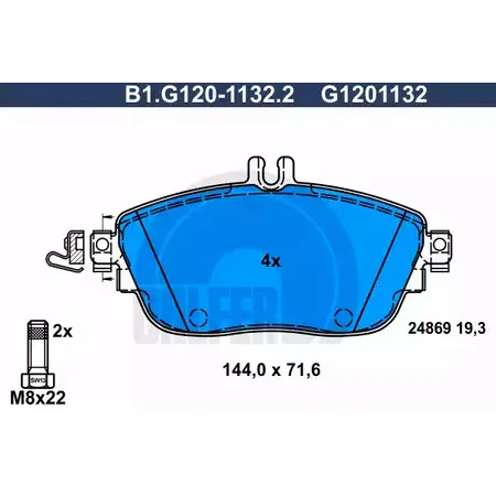 Тормозные колодки дисковые, комплект GALFER 248 69 B1.G120-1132.2 3286299 G1201132 изображение 0