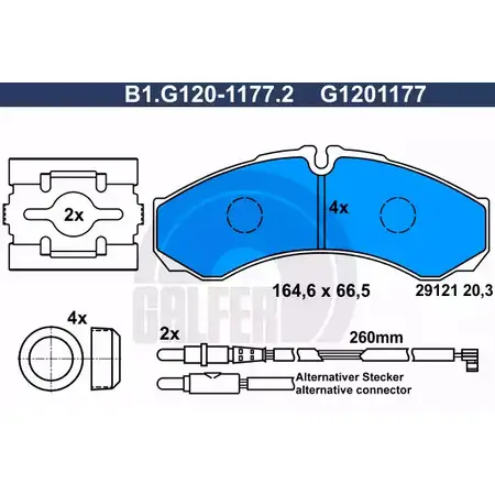 Тормозные колодки дисковые, комплект GALFER B1.G120-1177.2 2912 1 3286317 G1201177 изображение 0