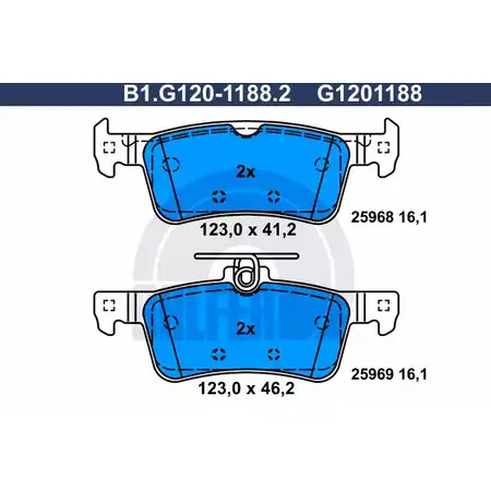 Тормозные колодки дисковые, комплект GALFER 3286321 B1.G120-1188.2 25 968 25969