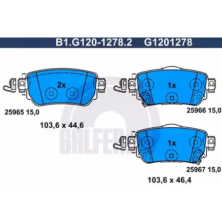 Тормозные колодки дисковые, комплект GALFER 3286348 2 5965 B1.G120-1278.2 25966