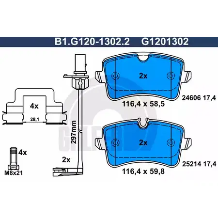 Тормозные колодки дисковые, комплект GALFER 25214 B1.G120-1302.2 3286356 2 4606 изображение 0