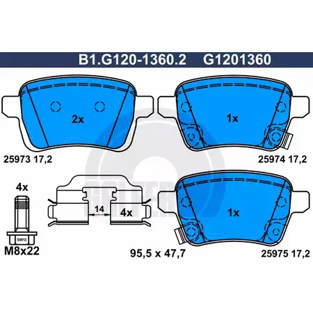Тормозные колодки дисковые, комплект GALFER B1.G120-1360.2 3286363 259 73 25974 изображение 0