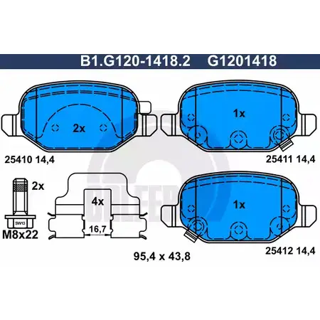 Тормозные колодки дисковые, комплект GALFER 254 10 B1.G120-1418.2 3286379 25411 изображение 0