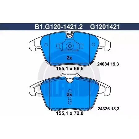 Тормозные колодки дисковые, комплект GALFER 24326 B1.G120-1421.2 2408 4 3286380