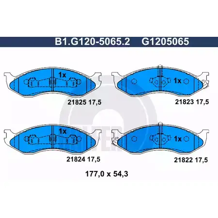 Тормозные колодки дисковые, комплект GALFER 21823 3286385 2 1822 B1.G120-5065.2 изображение 0