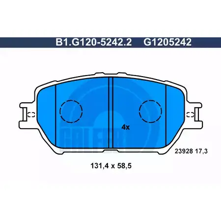 Тормозные колодки дисковые, комплект GALFER G1205242 3286394 239 28 B1.G120-5242.2 изображение 0