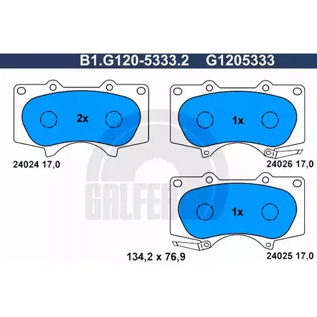 Тормозные колодки дисковые, комплект GALFER 3286397 24025 B1.G120-5333.2 2402 4 изображение 0