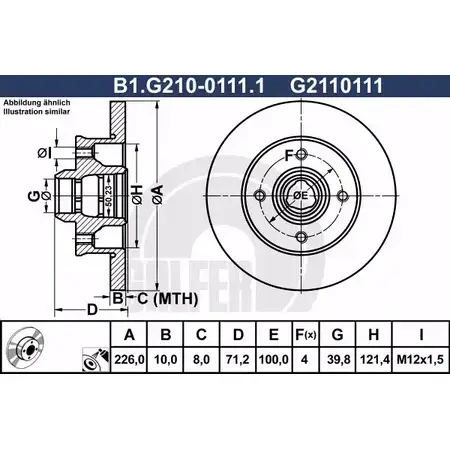 Тормозной диск GALFER G2 110111 QR5H2 3286548 B1.G210-0111.1 изображение 0