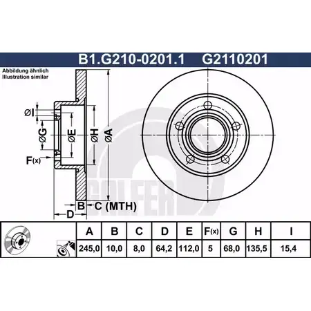 Тормозной диск GALFER 3286555 B1.G210-0201.1 401VIYY G211020 1