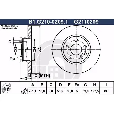 Тормозной диск GALFER B1.G210-0209.1 G2 110209 3286557 Z7BX3R изображение 0