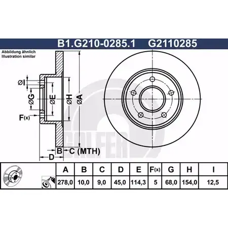 Тормозной диск GALFER BPGNCM4 B1.G210-0285.1 3286576 G2 110285 изображение 0