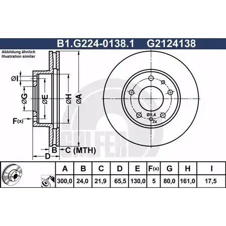 Тормозной диск GALFER 3286670 991JYS3 G2124 138 B1.G224-0138.1