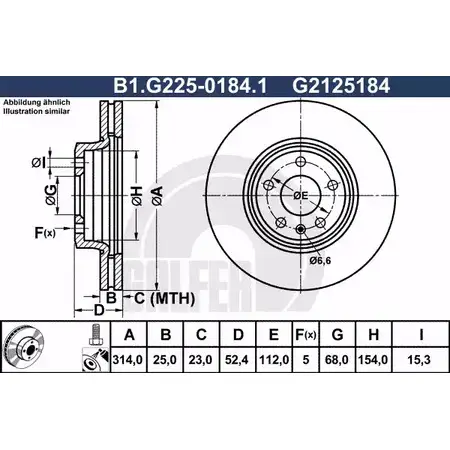 Тормозной диск GALFER G21251 84 DXSM68J B1.G225-0184.1 3286704 изображение 0