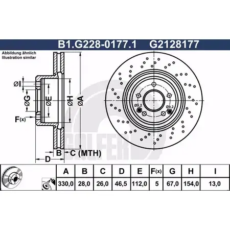 Тормозной диск GALFER G21 28177 4JZ09VM B1.G228-0177.1 3286717