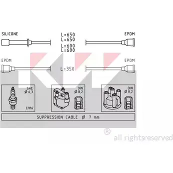 Высоковольтные провода зажигания KW 3299840 358 020 FACET 4.7020 EPS 1.499.020 изображение 0