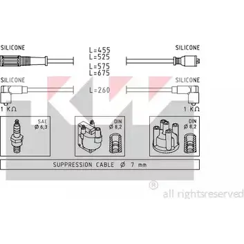 Высоковольтные провода зажигания KW EPS 1.500.692 359 692 FACET 4.8692 3299949 изображение 0