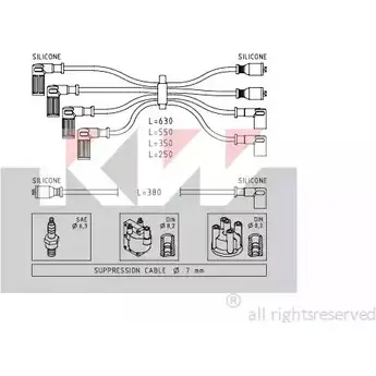 Высоковольтные провода зажигания KW 359 815 3299966 FACET 4.8815 EPS 1.500.815 изображение 0