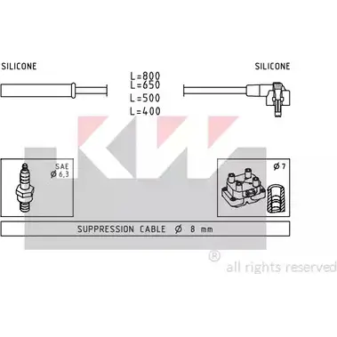 Высоковольтные провода зажигания KW 3299969 EPS 1.500.864 FACET 4.8864 359 864 изображение 0