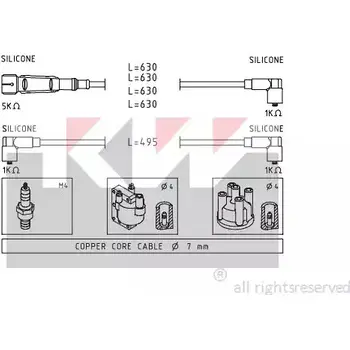 Высоковольтные провода зажигания KW EPS 1.501.364 FACET 4.9364 360 364 3300011 изображение 0