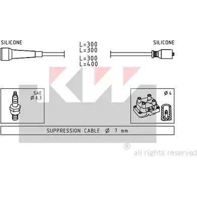 Высоковольтные провода зажигания KW 360 492 FACET 4.9492 EPS 1.501.492 3300047 изображение 0