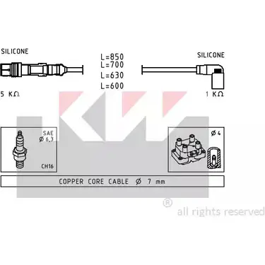 Высоковольтные провода зажигания KW 360 601 FACET 4.9601 EPS 1.501.601 3300079 изображение 0