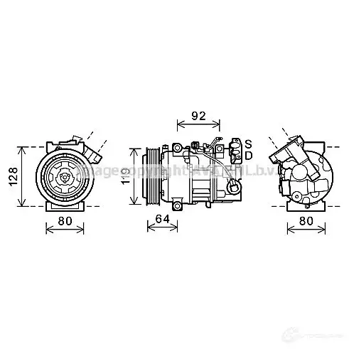 Компрессор кондиционера PRASCO K 3BNV2 4045385204014 2604237 rtak492