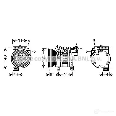 Компрессор кондиционера PRASCO 2580454 4045385072514 dnk273 DHL ZV
