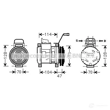 Компрессор кондиционера PRASCO 4045385055623 mek189 B5DV Z 2595417