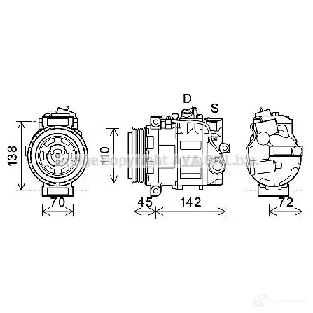 Компрессор кондиционера PRASCO msk636 2596468 9QW O7 4045385197873