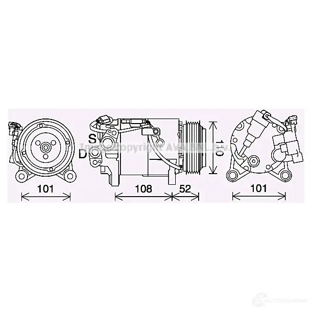 Компрессор кондиционера PRASCO Q 29GK 1225531008 4045385219865 bwk567 изображение 0