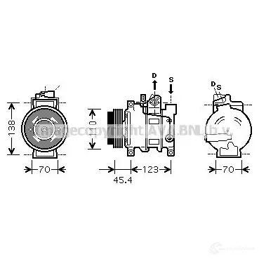 Компрессор кондиционера PRASCO aiak227 4B SOMG 4045385170401 2574756 изображение 0